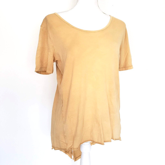 XCVI Tan Blouse Women SIZE XS Hi Low Fitted Short Sleeve Casual Cute Top FLAW - Picture 5 of 11